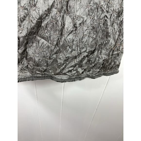 Eileen Fisher Crinkle Gauze Silk Gray Mini Dress Mature Size Small Preppy - Picture 5 of 10